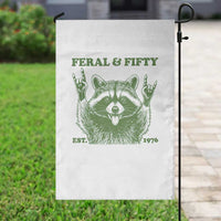 Raccoon 50th Birthday Garden Flag Funny Feral And Fifty Vintage 1976 50 Year Old Gift