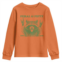 Raccoon 50th Birthday Youth Sweatshirt Funny Feral And Fifty Vintage 1976 50 Year Old Gift