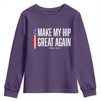 Make My Hip Great Again Funny Broken Hip Surgery Recovery Youth Sweatshirt Vintage USA Flag Patriotic