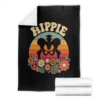 Hip Replacement Recovery Throw Blanket Hippie 70s Retro Sunset Floral Anatomy Graphic