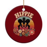 Hip Replacement Recovery Ceramic Ornament Hippie 70s Retro Sunset Floral Anatomy Graphic