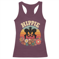 Hip Replacement Recovery Racerback Tank Top Hippie 70s Retro Sunset Floral Anatomy Graphic