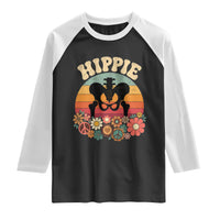 Hip Replacement Recovery Raglan Shirt Hippie 70s Retro Sunset Floral Anatomy Graphic