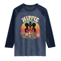 Hip Replacement Recovery Raglan Shirt Hippie 70s Retro Sunset Floral Anatomy Graphic