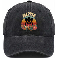 Hip Replacement Recovery Washed Cotton Baseball Cap Hippie 70s Retro Sunset Floral Anatomy Graphic