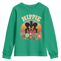 Hip Replacement Recovery Youth Sweatshirt Hippie 70s Retro Sunset Floral Anatomy Graphic