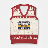 Funny Surgery Recovery Graphic V-Neck Knit Sweater Vest Sorry This Person Is Temporarily Out Of Service Hip Knee Shoulder Joint Replacement
