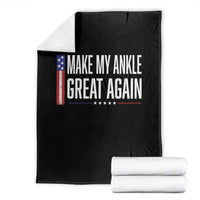 Make My Ankle Great Again Funny Ankle Surgery Recovery Throw Blanket Vintage USA Flag Patriotic