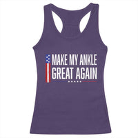 Make My Ankle Great Again Funny Ankle Surgery Recovery Racerback Tank Top Vintage USA Flag Patriotic