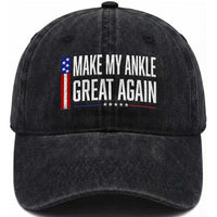 Make My Ankle Great Again Funny Ankle Surgery Recovery Washed Cotton Baseball Cap Vintage USA Flag Patriotic