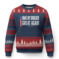 Make My Shoulder Great Again Funny Shoulder Surgery Recovery Ugly Christmas Sweater Vintage USA Flag Patriotic