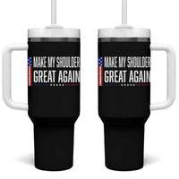 Make My Shoulder Great Again Funny Shoulder Surgery Recovery Tumbler With Handle Vintage USA Flag Patriotic