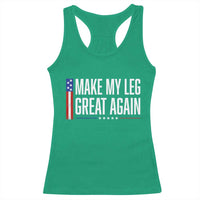 Make My Leg Great Again Funny Broken Leg Surgery Recovery Racerback Tank Top Vintage USA Flag Patriotic