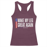 Make My Leg Great Again Funny Broken Leg Surgery Recovery Racerback Tank Top Vintage USA Flag Patriotic
