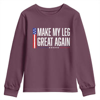 Make My Leg Great Again Funny Broken Leg Surgery Recovery Youth Sweatshirt Vintage USA Flag Patriotic