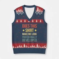 Does This Shirt Make Me Look Professionally Developed Vintage Graphic V-Neck Knit Sweater Vest