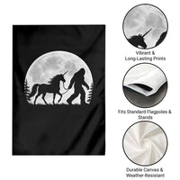 Bigfoot Walking Unicorn Garden Flag Full Moon Sasquatch Fantasy Forest Silhouette