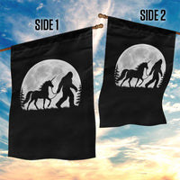 Bigfoot Walking Unicorn Garden Flag Full Moon Sasquatch Fantasy Forest Silhouette