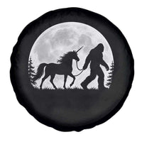 Bigfoot Walking Unicorn Spare Tire Cover Full Moon Sasquatch Fantasy Forest Silhouette