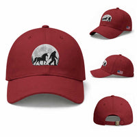 Bigfoot Walking Unicorn Baseball Cap Full Moon Sasquatch Fantasy Forest Silhouette