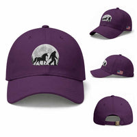 Bigfoot Walking Unicorn Baseball Cap Full Moon Sasquatch Fantasy Forest Silhouette