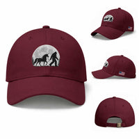 Bigfoot Walking Unicorn Baseball Cap Full Moon Sasquatch Fantasy Forest Silhouette