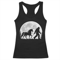 Bigfoot Walking Unicorn Racerback Tank Top Full Moon Sasquatch Fantasy Forest Silhouette