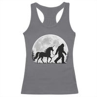 Bigfoot Walking Unicorn Racerback Tank Top Full Moon Sasquatch Fantasy Forest Silhouette