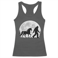 Bigfoot Walking Unicorn Racerback Tank Top Full Moon Sasquatch Fantasy Forest Silhouette