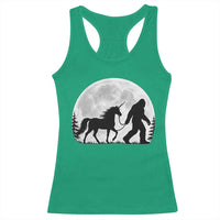 Bigfoot Walking Unicorn Racerback Tank Top Full Moon Sasquatch Fantasy Forest Silhouette