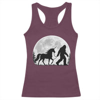 Bigfoot Walking Unicorn Racerback Tank Top Full Moon Sasquatch Fantasy Forest Silhouette