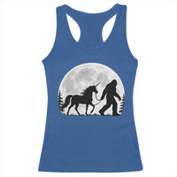 Bigfoot Walking Unicorn Racerback Tank Top Full Moon Sasquatch Fantasy Forest Silhouette