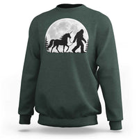 Bigfoot Walking Unicorn Sweatshirt Full Moon Sasquatch Fantasy Forest Silhouette