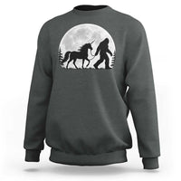 Bigfoot Walking Unicorn Sweatshirt Full Moon Sasquatch Fantasy Forest Silhouette