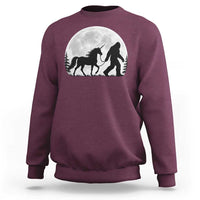 Bigfoot Walking Unicorn Sweatshirt Full Moon Sasquatch Fantasy Forest Silhouette