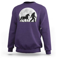 Bigfoot Walking Unicorn Sweatshirt Full Moon Sasquatch Fantasy Forest Silhouette