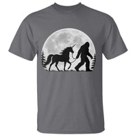 Bigfoot Walking Unicorn T Shirt Full Moon Sasquatch Fantasy Forest Silhouette