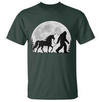 Bigfoot Walking Unicorn T Shirt Full Moon Sasquatch Fantasy Forest Silhouette