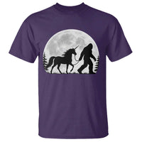 Bigfoot Walking Unicorn T Shirt Full Moon Sasquatch Fantasy Forest Silhouette