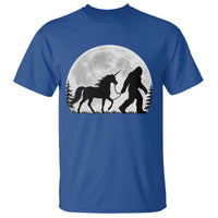 Bigfoot Walking Unicorn T Shirt Full Moon Sasquatch Fantasy Forest Silhouette