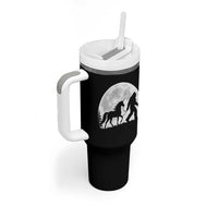 Bigfoot Walking Unicorn Tumbler With Handle Full Moon Sasquatch Fantasy Forest Silhouette
