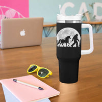 Bigfoot Walking Unicorn Tumbler With Handle Full Moon Sasquatch Fantasy Forest Silhouette