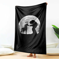 Bigfoot Boop Unicorn Throw Blanket Funny Sasquatch Full Moon Fantasy Forest Silhouette