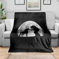 Bigfoot Boop Unicorn Throw Blanket Funny Sasquatch Full Moon Fantasy Forest Silhouette