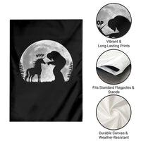 Bigfoot Boop Unicorn Garden Flag Funny Sasquatch Full Moon Fantasy Forest Silhouette