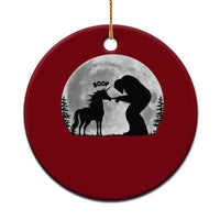 Bigfoot Boop Unicorn Ceramic Ornament Funny Sasquatch Full Moon Fantasy Forest Silhouette