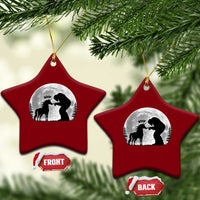 Bigfoot Boop Unicorn Ceramic Ornament Funny Sasquatch Full Moon Fantasy Forest Silhouette