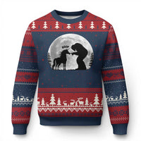 Bigfoot Boop Unicorn Ugly Christmas Sweater Funny Sasquatch Full Moon Fantasy Forest Silhouette