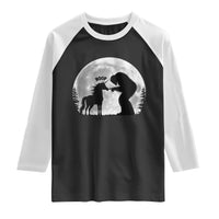 Bigfoot Boop Unicorn Raglan Shirt Funny Sasquatch Full Moon Fantasy Forest Silhouette