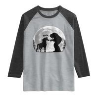 Bigfoot Boop Unicorn Raglan Shirt Funny Sasquatch Full Moon Fantasy Forest Silhouette
